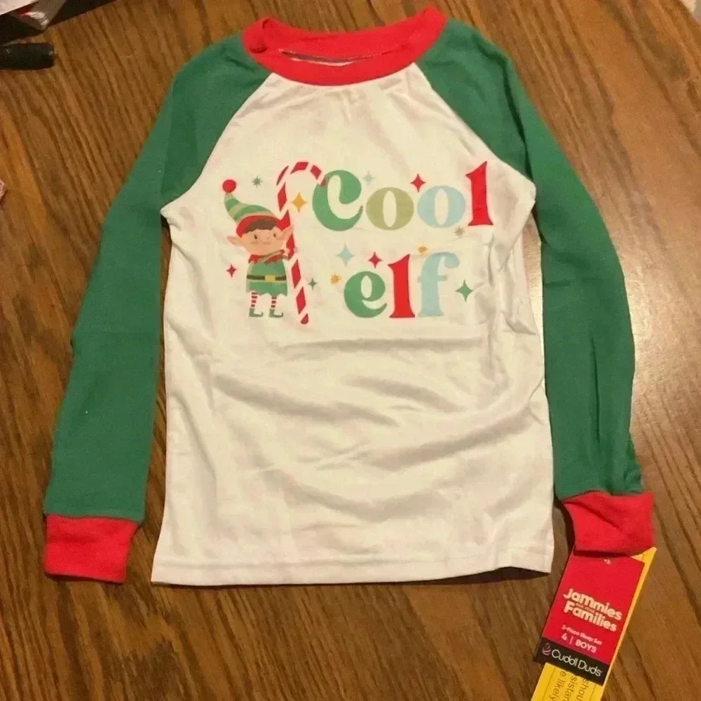 Cuddl Duds Jammies For Your Families kids size 4 Christmas Pajama Set. NWTS!